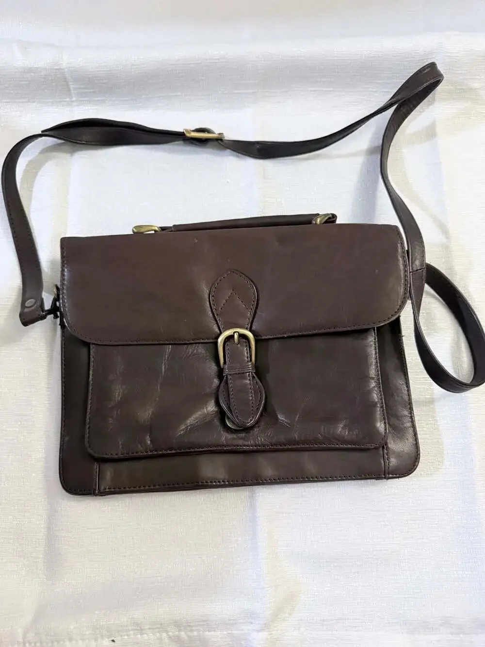 Vintage Wilsons Leather Messenger Bag Crossbody Briefcase in Brown